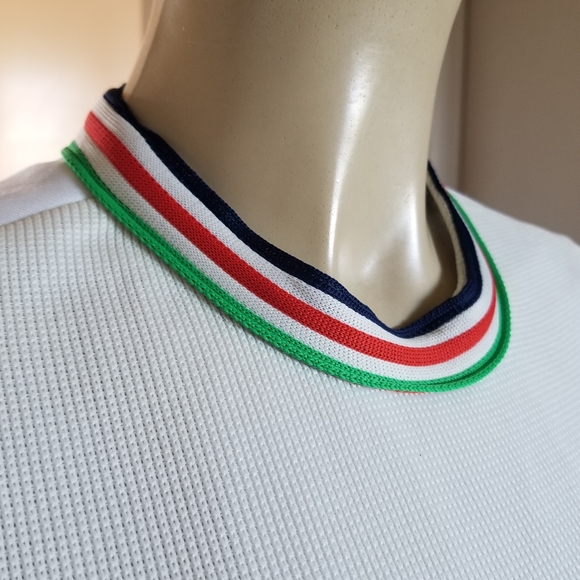 Vintage  Vicky Vaughn polyester  knitt white green red short 60s mini  dress - Picture 9 of 16